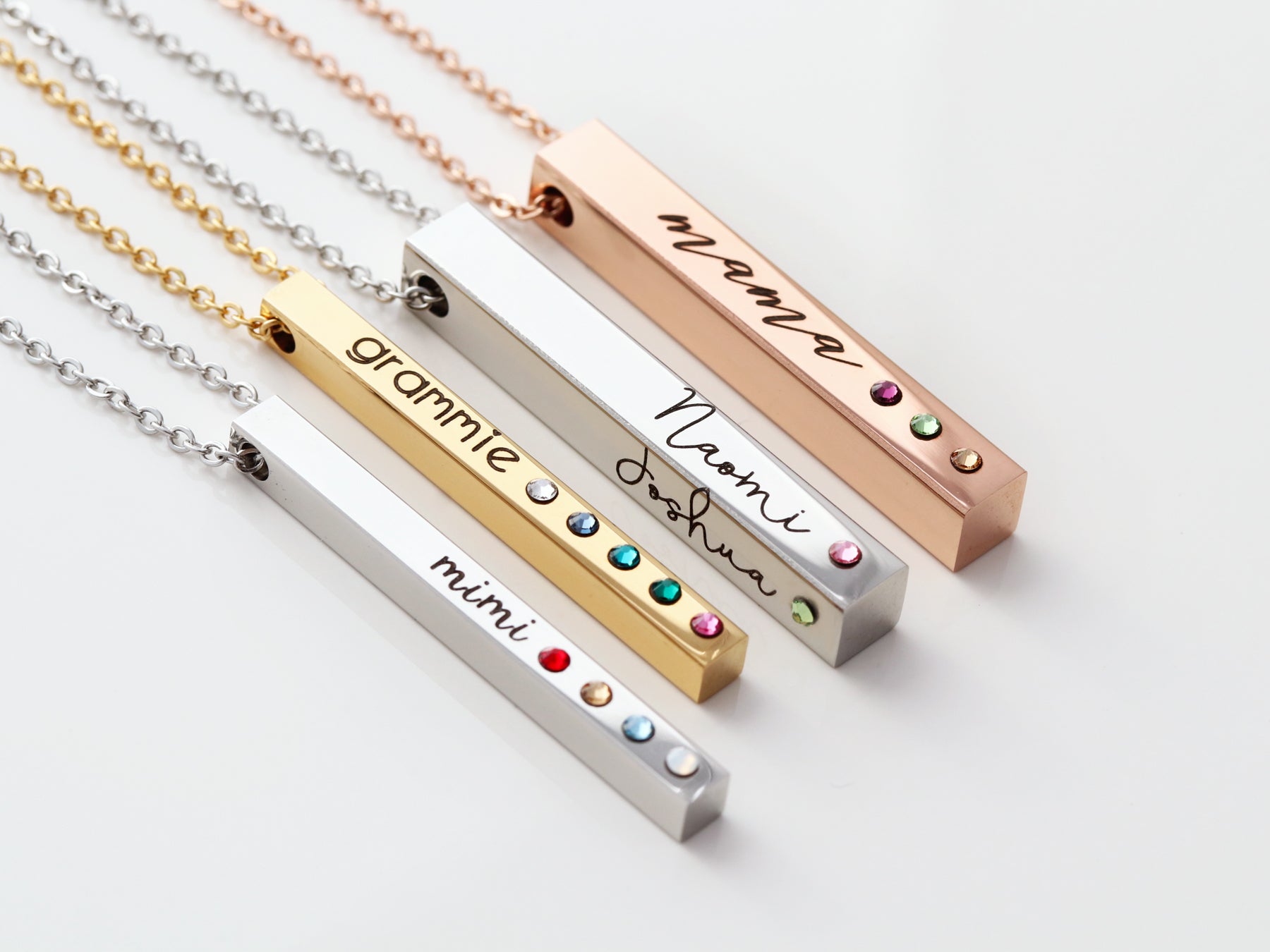 Birthstone Bar Necklace. Personalized Mother's Horizontal.silver, 14kgold,  Rose Gold. Gift for Her.family.christmas,birthday,valentines Day. - Etsy