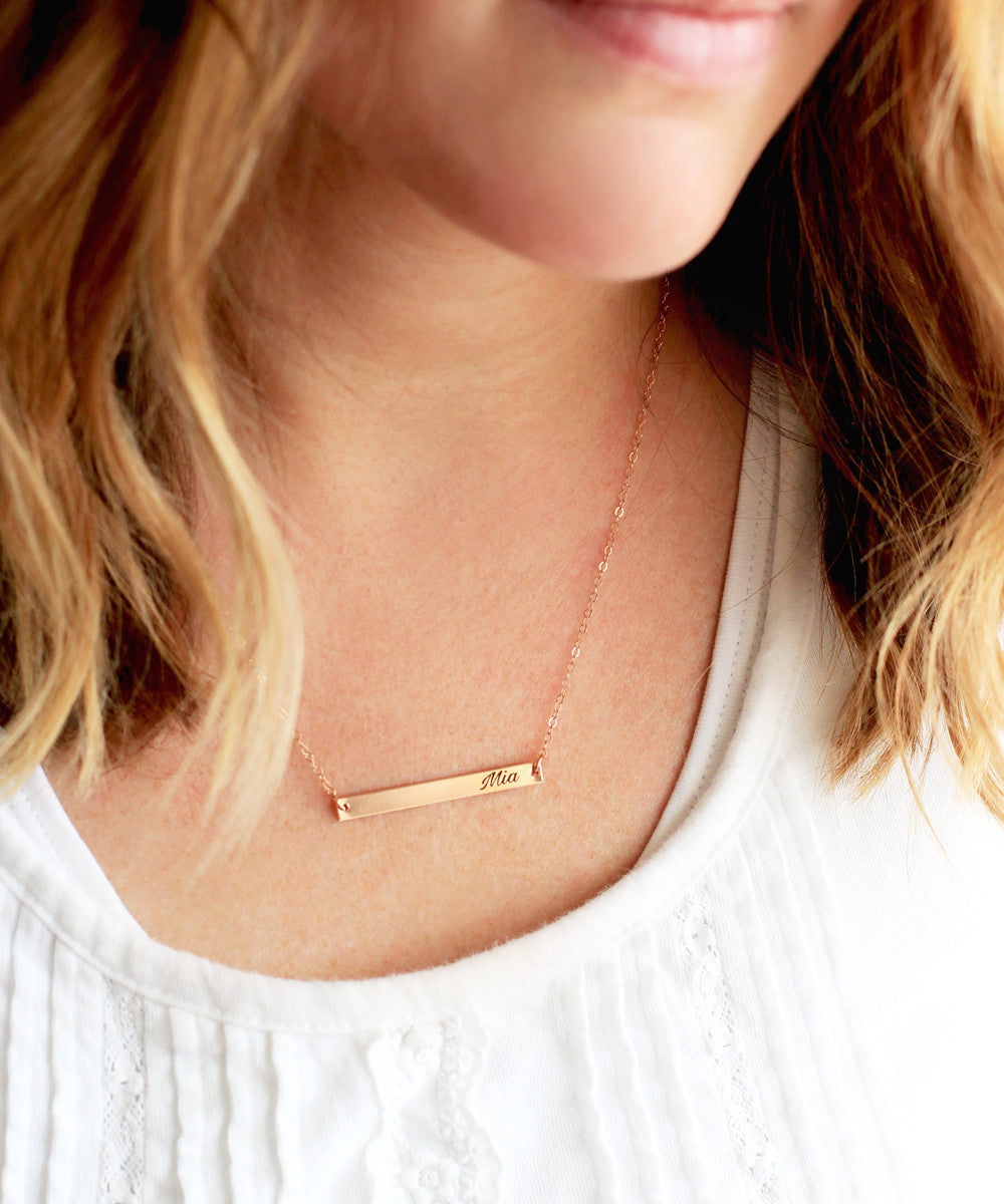 Engraved Bar Necklace Thin Bar Tom Design Shop