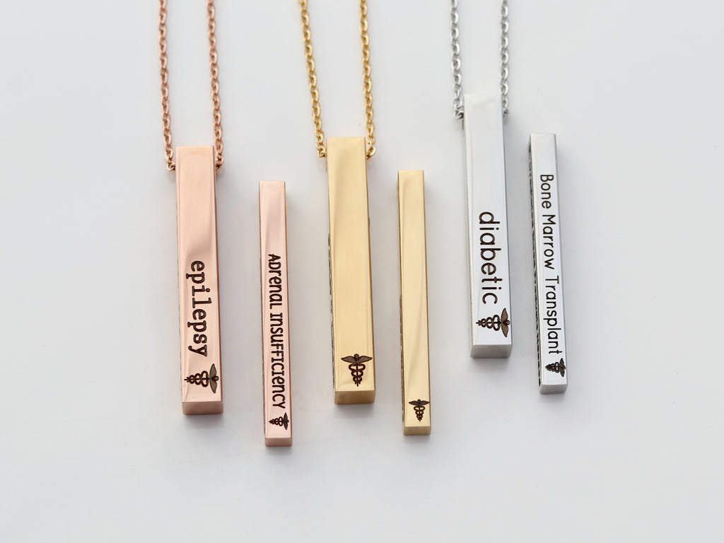 Medical ID Necklace | 4 Sided Bar – Tom Design Shop