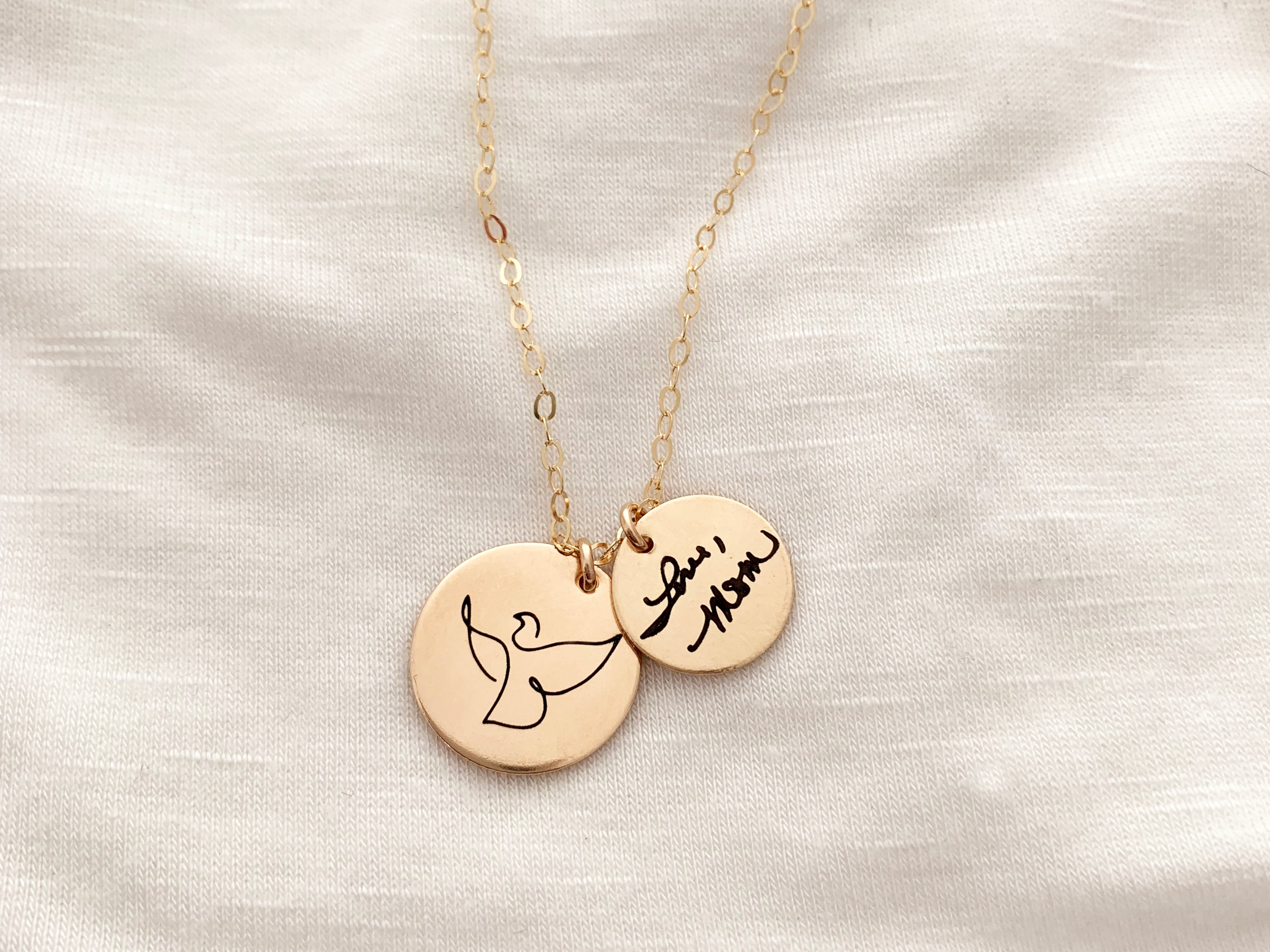 Personalised Handwriting Droplet Necklace in Silver or Gold - Hold upon  Heart