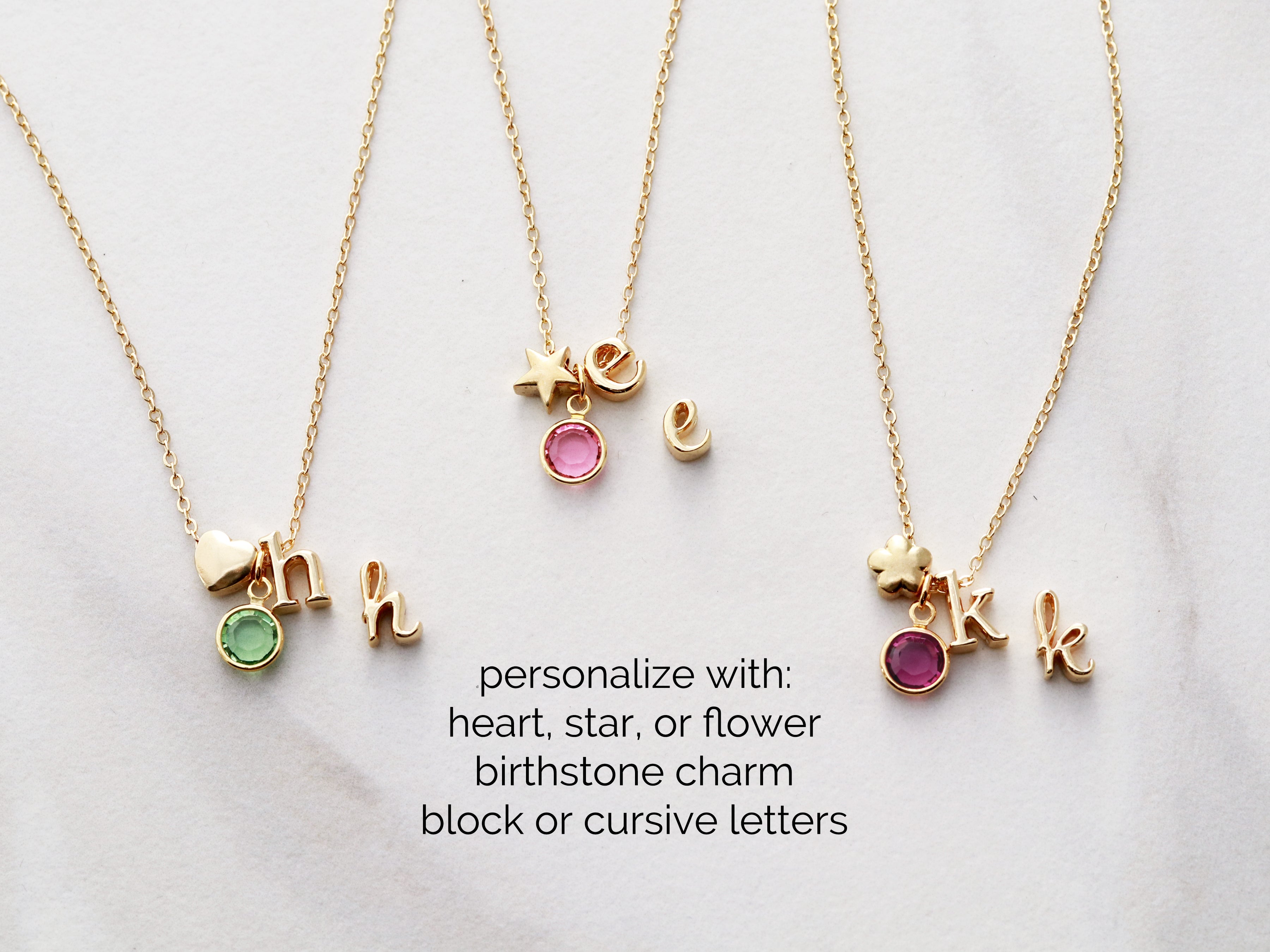 Letter Cut Out with Birthstone Necklace – Tracy Tayan Design