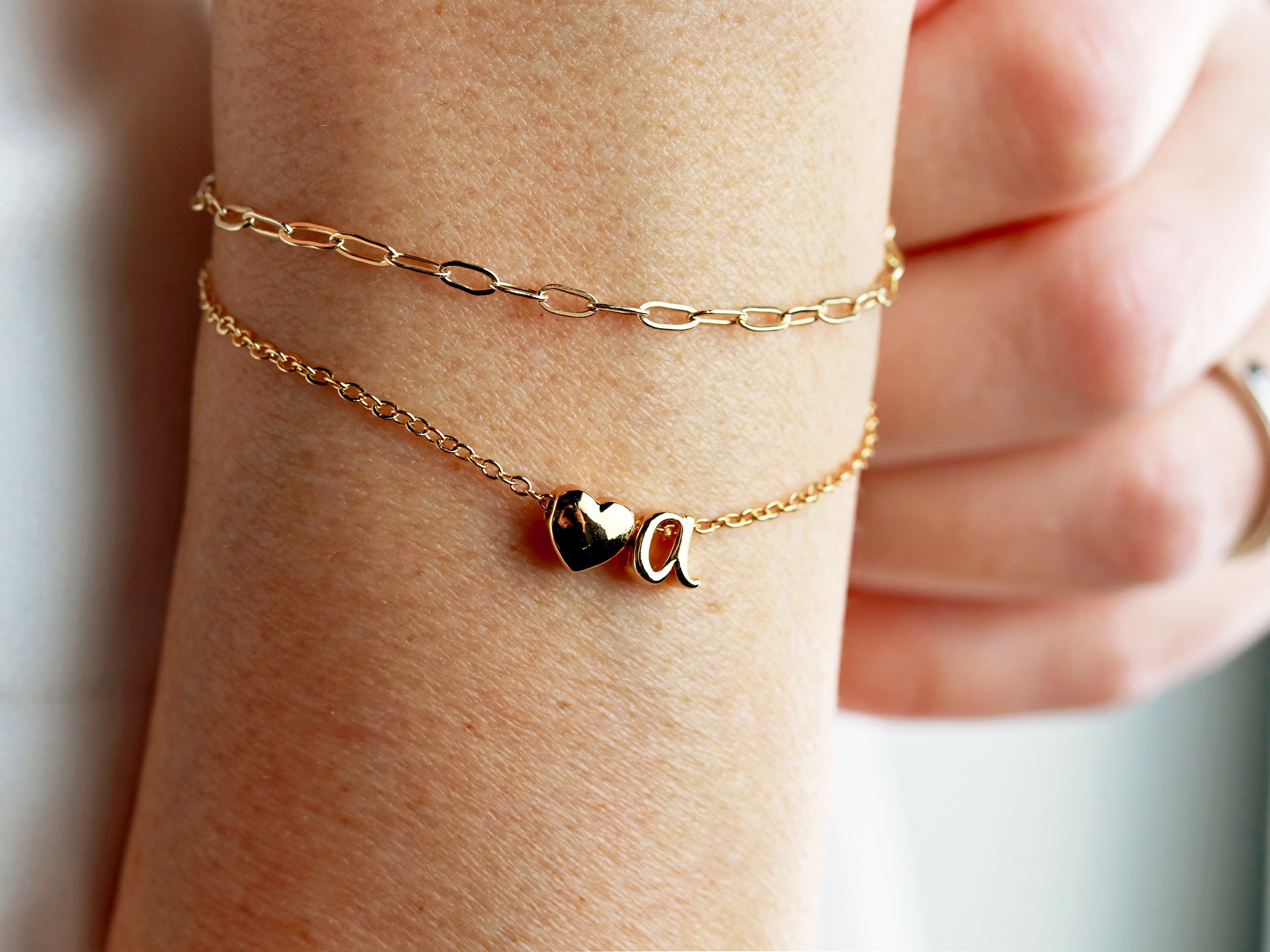 Children's lowercase initial bracelet, flower girl gift, flower