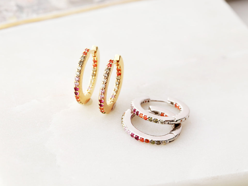 Rainbow Hoop Earrings in gold and silver from Tom Design Shop