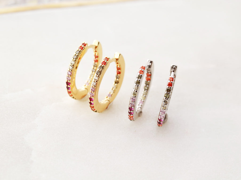 Gold and silver gemstone or birthstone hoop earrings by Tom Design Shop.