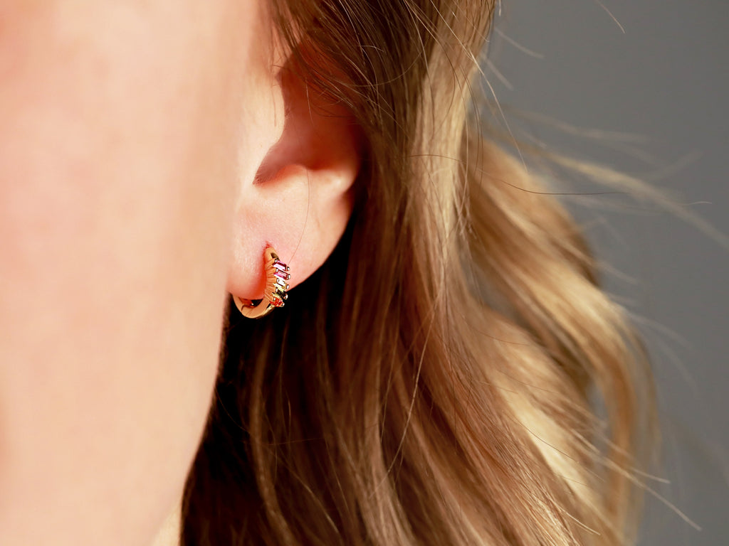 Tiny Rainbow Hoop Earrings by Tom Design Shop.