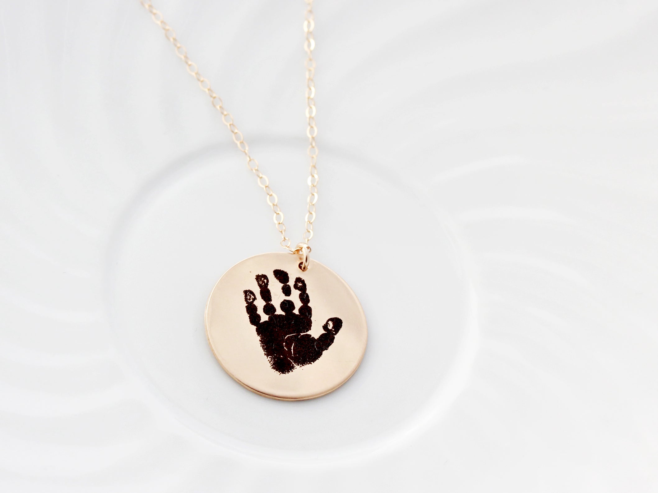 Hand or Footprint Necklace - Silver Link - Smallprint