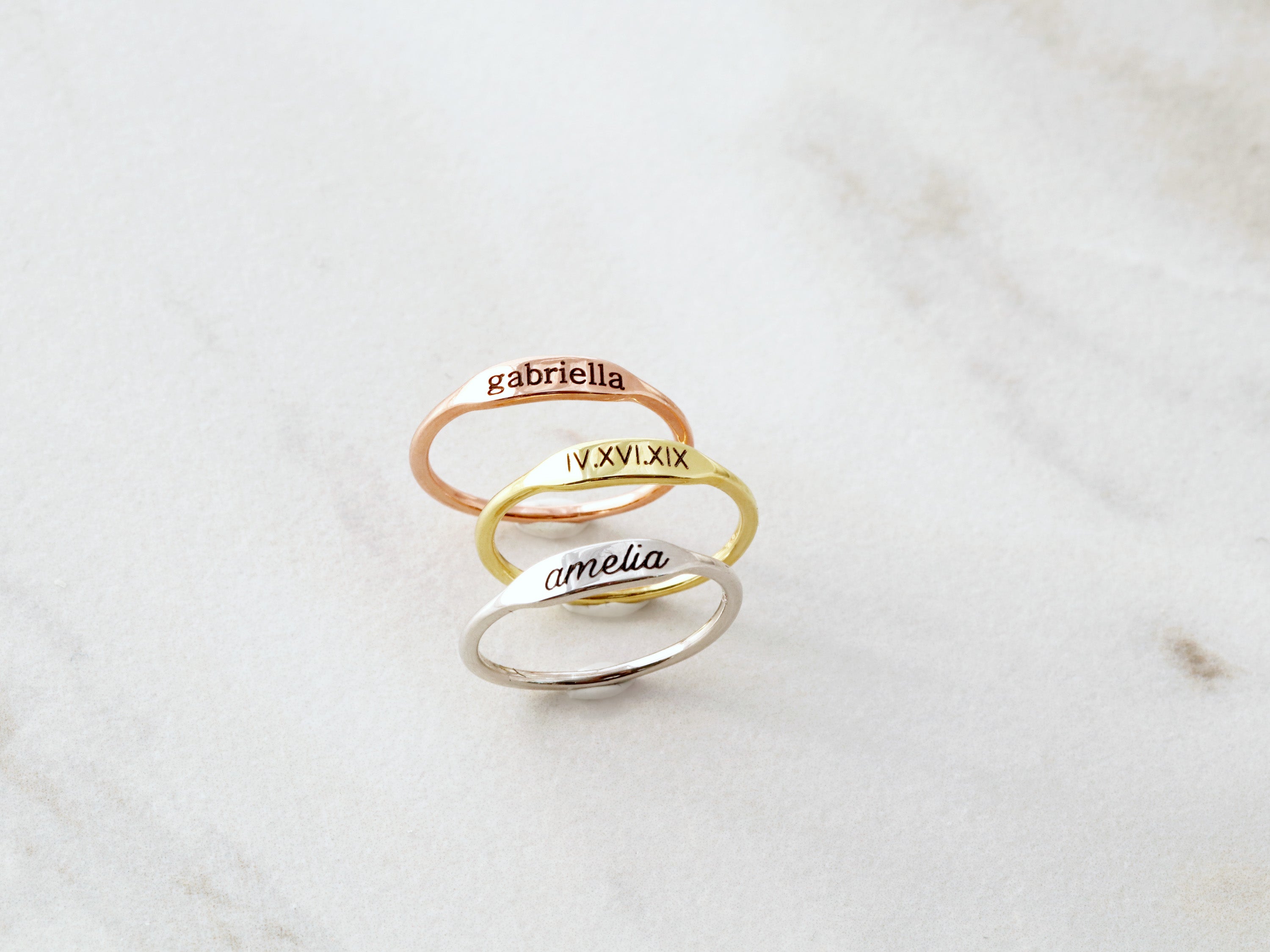 Personalized Gold Bar Ring