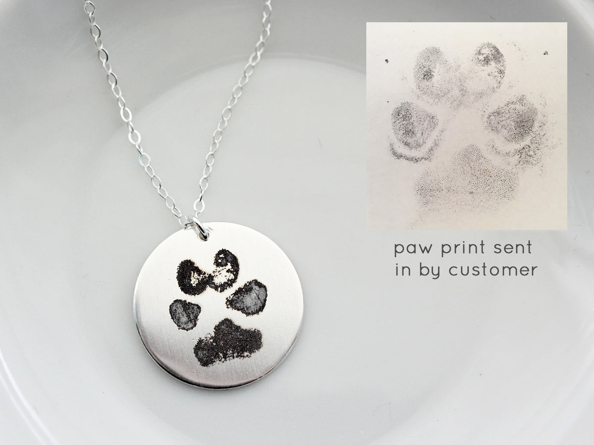 Pawprint Heart Charm Necklace in 9ct or 18ct Gold or Sterling Silver - Hold  upon Heart