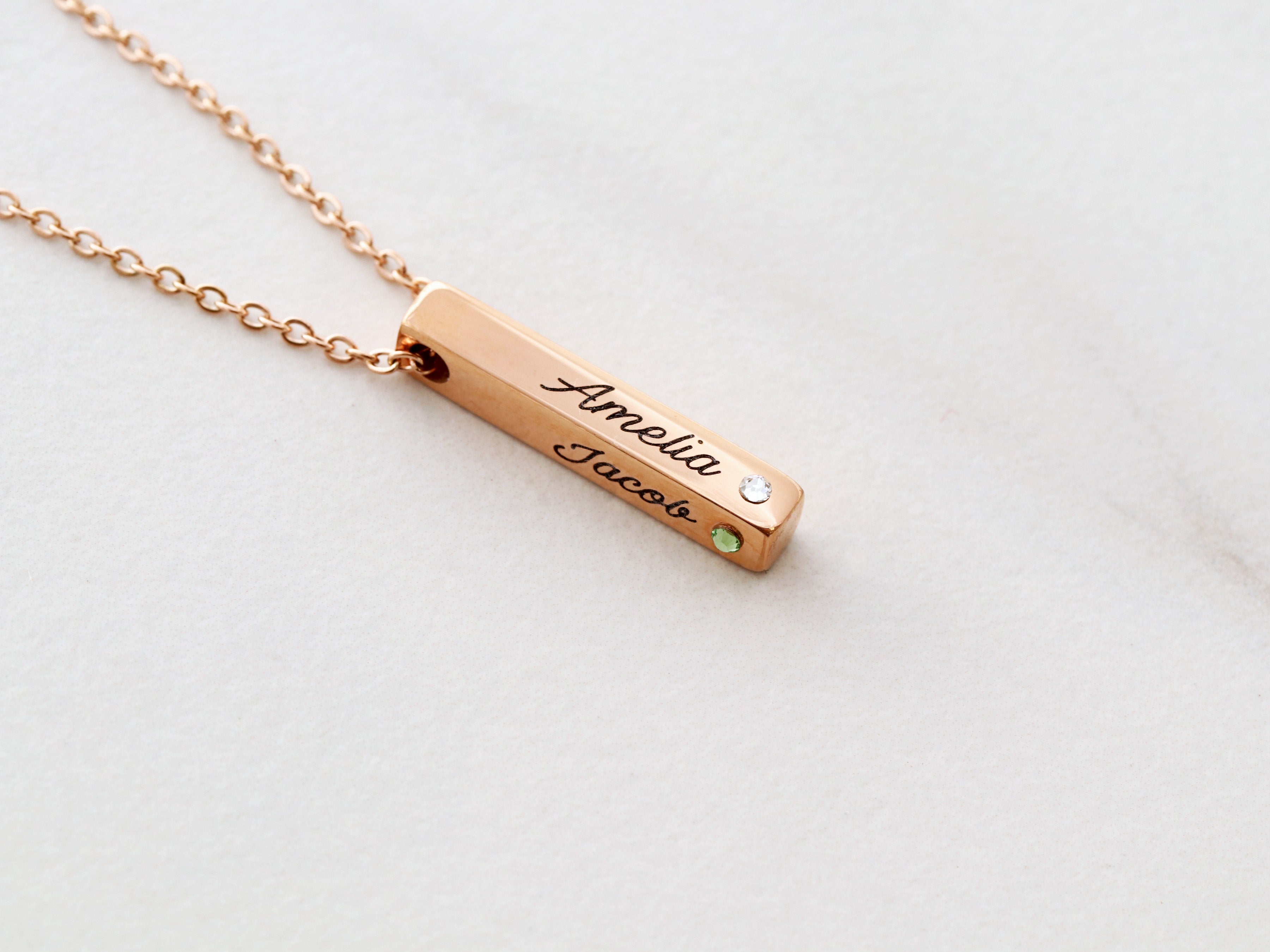 Birthstone bar necklace rose gold deals