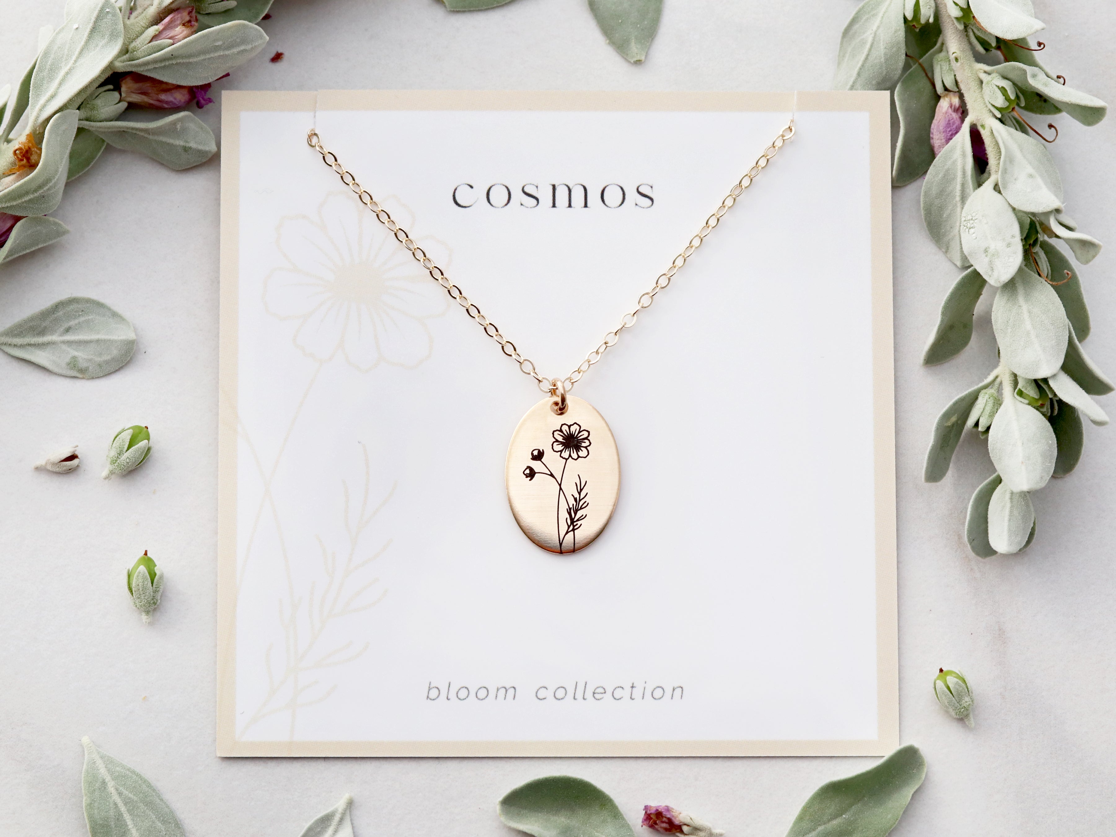 Elegant Birth Flower Necklace - Jane Austen Gifts