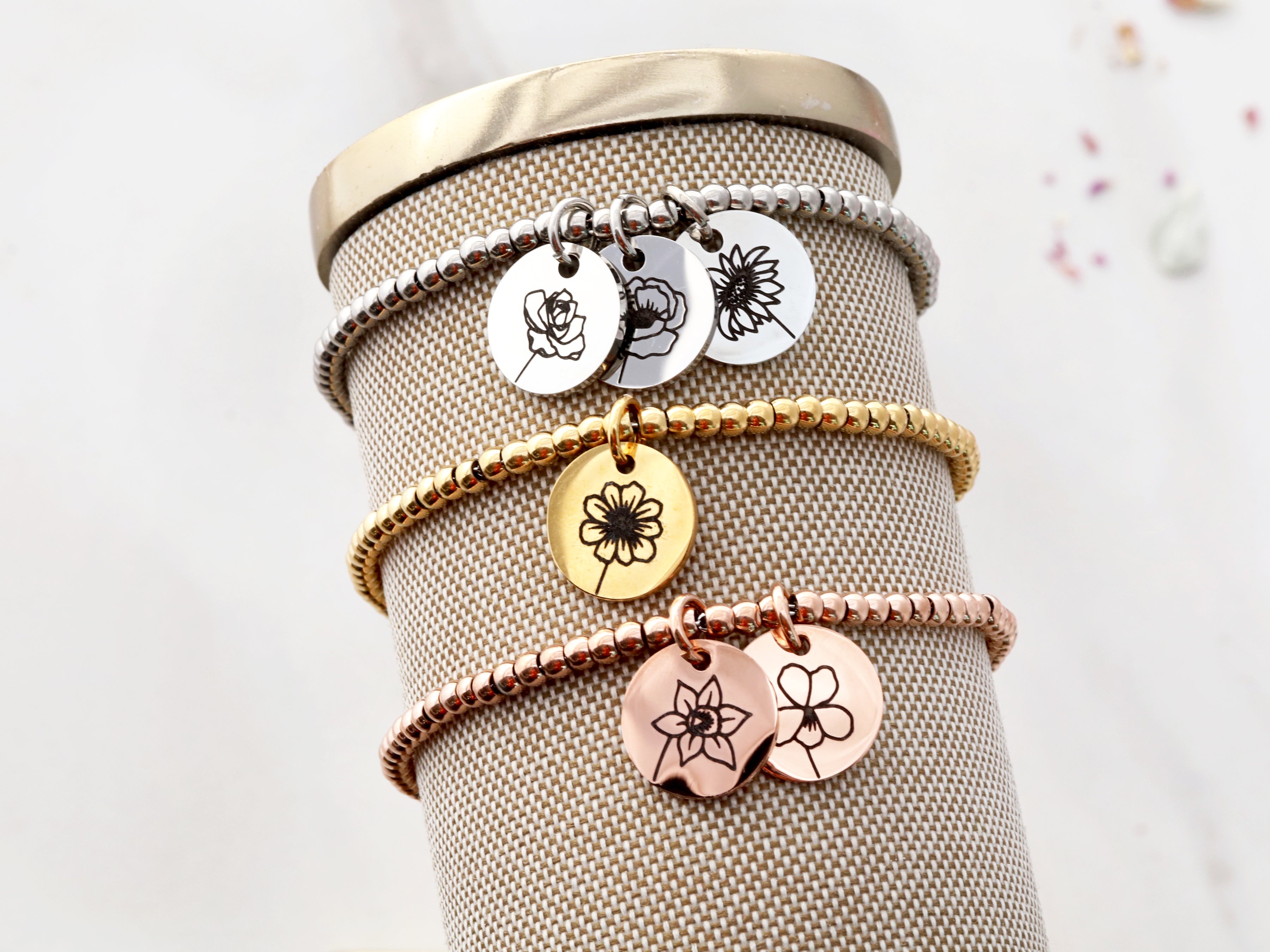 Multi Disc Birth Flower Bracelet