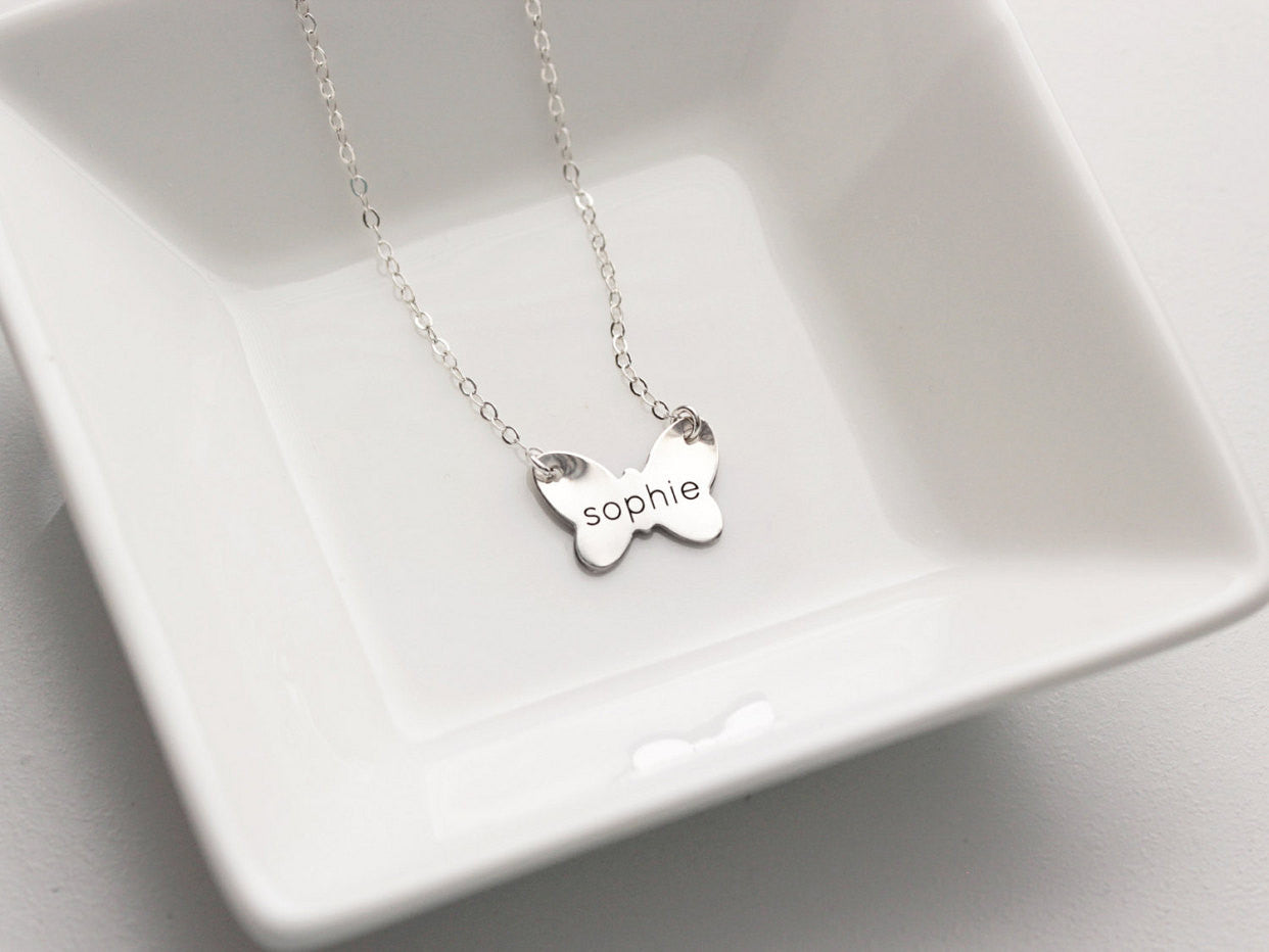 BUTTERFLY Necklace - Tiny PebbleGlyph (C) - Engraved pebble pendant –  SJEngraving