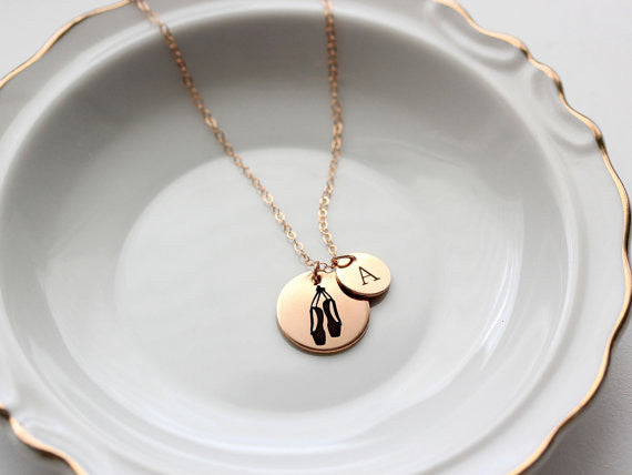 Gold Initial Necklace Multiple Discs in Script - Lulu + Belle Jewellery