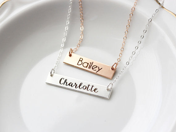 eManco Four Sides Engraving Personalized Square Bar Custom Name Necklace  Stainless Steel Pendant Necklace Women/Men Gift - AliExpress