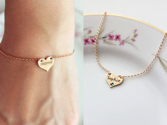 ID Bracelet (Heart) FREE Engraved - Sterling Silver or 14K Gold Plated