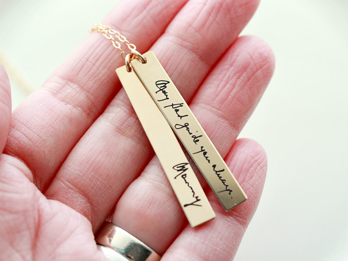 Rose gold handwriting necklace - Handwriting jewelry - Handwritten - Actual  writing - Personalized jewelry - Memorial jewelry - Signature