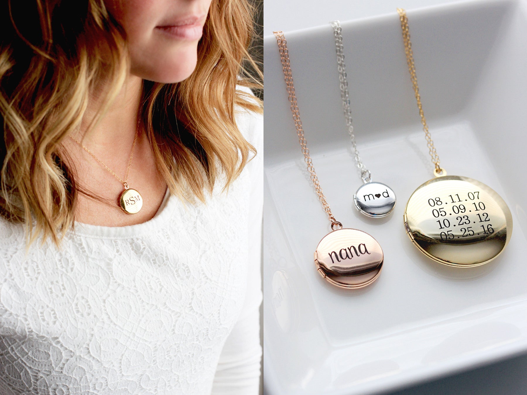 Engraved Birth Flower Initials Necklace | Posh Totty Designs